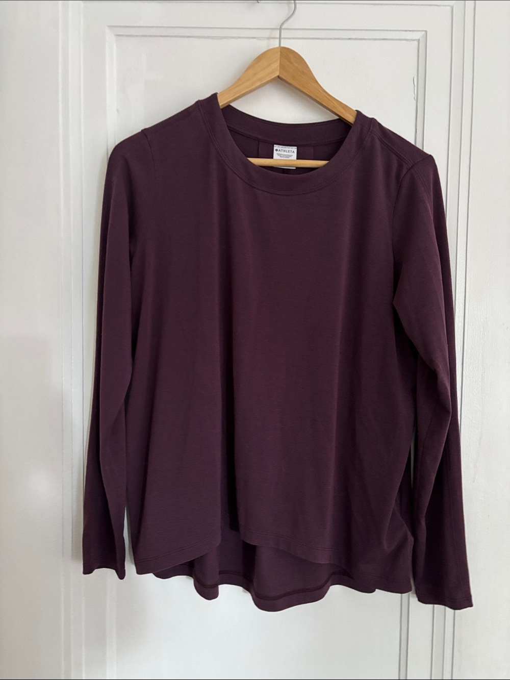 Athleta Long Sleeve Crewneck Tee in Plum